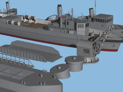 Imperial Japanese Navy For the Background Simplicity Pontoon Set 3D model