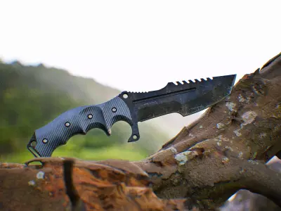 Low Poly PBR Tactical Knife -  Huntsman knife - FPS Weapon Low-poly 3D model