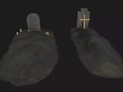 Cemetery Grave Ground Low-poly 3D model