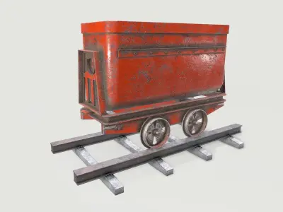 Mine Wagon 3 Low-poly 3D model