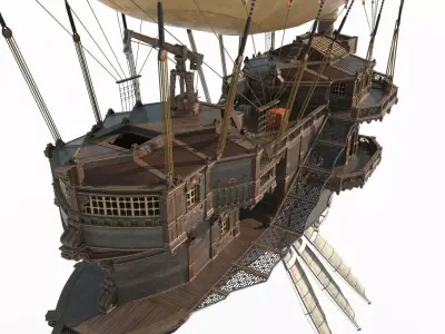 Ancient magical style luxury airship 3D model