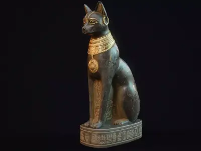 Bastet Statue - Ancient Egyptian Cat Goddess Low-poly 3D model