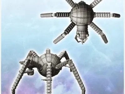 Futuristic six-legged airborne robot with cannon 28 - Future Sci 3D print model