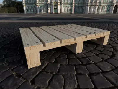 Half wood pallet EUR Low-poly 3D model