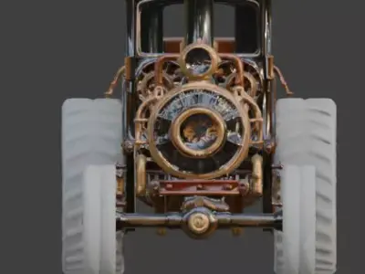 Steampunk Heavy Industrial Tractor 3D Model Low-poly 3D model