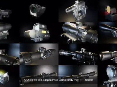 AAA Sights and Scopes Pack Game ready PBR
