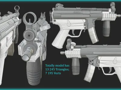 HK MP5 SMG  LowPoly-GameReady  Low-poly 3D model