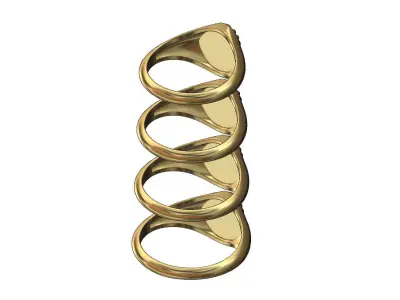 Ribbed artdeco rosette signet ring US sizes 6to9 3D print model