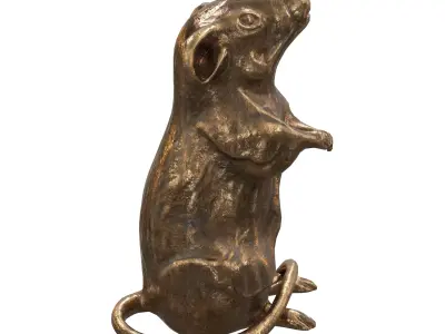 Rat metal statues Low-poly 3D model