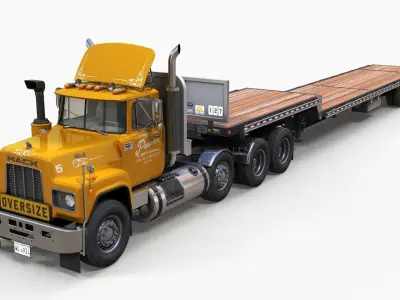 Vintage american dropdeck truck  Low-poly 3D model