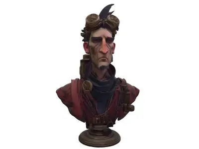 Steampunk Explorer Inventor Bust 3D model