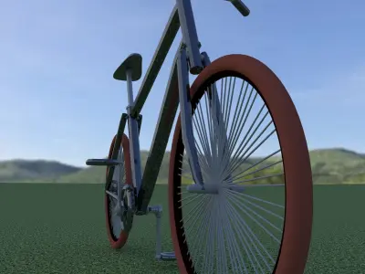 Cycle bicycle in grass Low-poly 3D model
