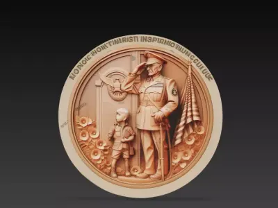 Military Tribute Relief Plaque Soldier Commemorative STL 3D 3D print model