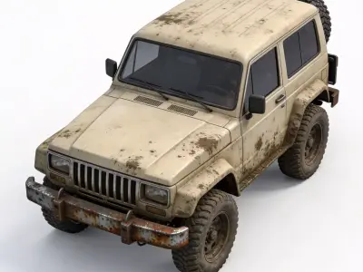 Realistic 80s Boxy Off-Road 4x4 3d model Low-poly 3D model
