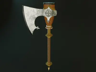 Stylized scandinavian axe high poly Free 3D model