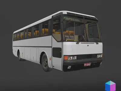 Mercedes-Benz MB O-371R 1989 Coach Bus Free low-poly 3D model
