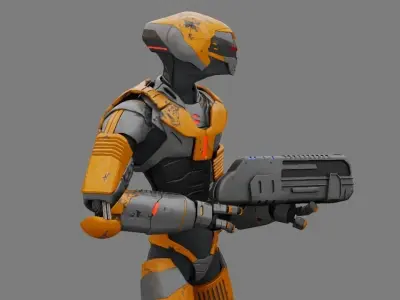 Alien Trooper rigged character 3D model
