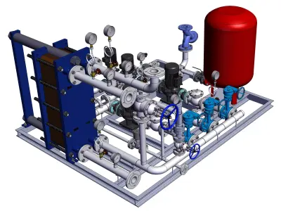 Plate heat exchanger unit 3D model