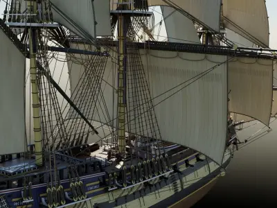 HMS Gorgo - Ship of the Line - 74 Gun 3D model
