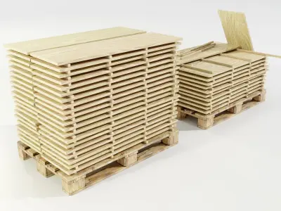 Pallet with wood slabs 3D model