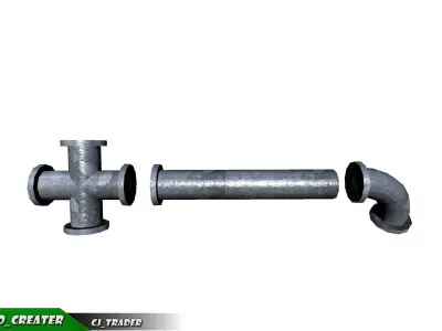 Industrial Ceiling Pipe Low-poly 3D Model Low-poly 3D model