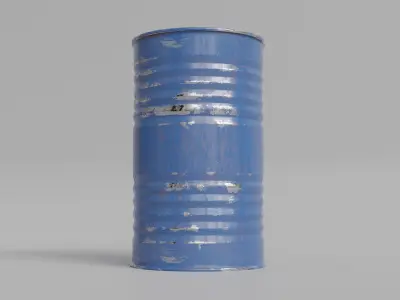 Metal Barrel Blue and Red Low-poly 3D model