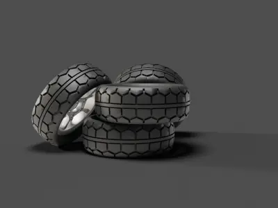 Car Rubber Tyres 02 Low-poly 3D model