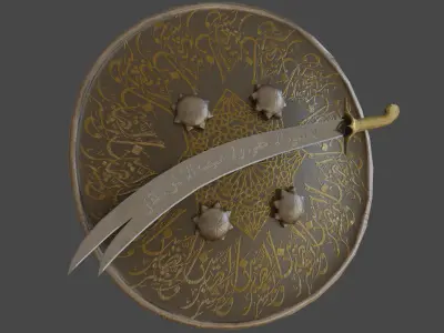  sword n shield arabic islamic realisric and historic  Low-poly 3D model