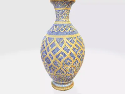A decorative ceramic vase with a patterned 3D model