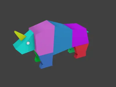 rhinoceros lowpoly colorful rhino 3D model