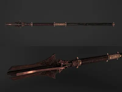 God Poker Golden Staff Low-poly 3D model