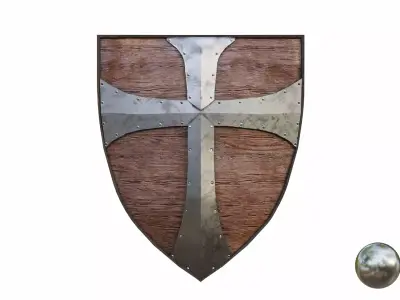 Medieval crusader wooden shield  Low-poly 3D model