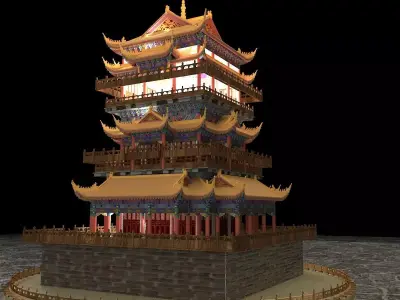 Chinese ancient tower  3D model buy