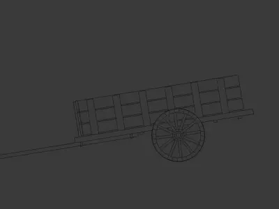 low poly wooden old carriage 3D model Low-poly 3D model