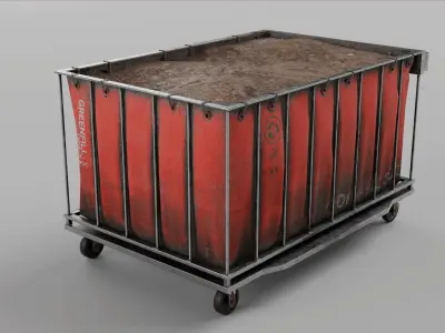 Industrial Soil Bag Cart  Game Ready Low-poly 3D model