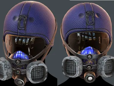 Gas mask helmet 3d model scifi Low-poly  Low-poly 3D model 3