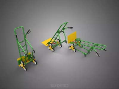 ADJUSTABLE PLATE TOE BASE BED POSITION HAND TRUCK STAIR CLIMBING 3D model