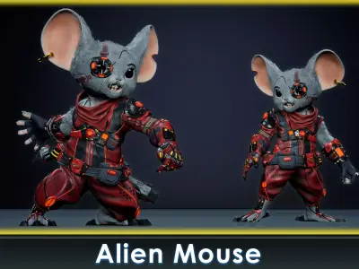 Alien Mouse Low-poly 3D model