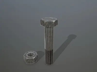 Bolts bolt and nut Low-poly 3D model buy
