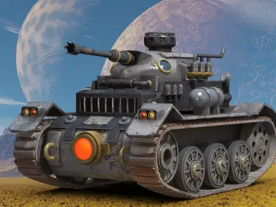 Cartoon Steampunk Tank 3D model