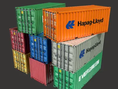 20Ft Containers Low-poly 3d model Low-poly 3D model