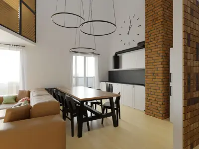 Interior scene of modern two-level apartment  for Blender Free 3D model