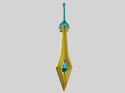 Sword golden Low-poly 3D model