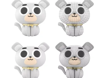 dog 3d cartoon Low-poly 3D model