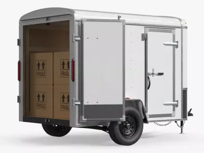 Compact Cargo Trailer with Packed Cartons 3D model