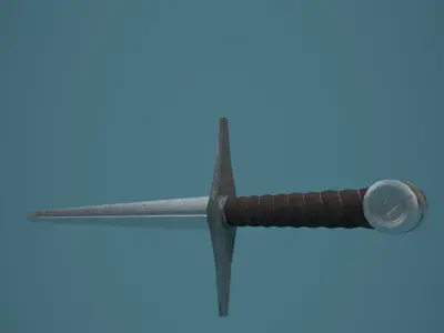 Old Steel Medieval Sword Low-poly 3D model