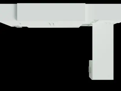 White Desk Cabinet Wall Bed Closed 3D model