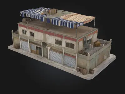 Rooftop Bazaar Building  Marketplace Bustling Above the City 3D model