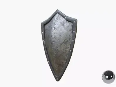 Metal old shield Low-poly 3D model