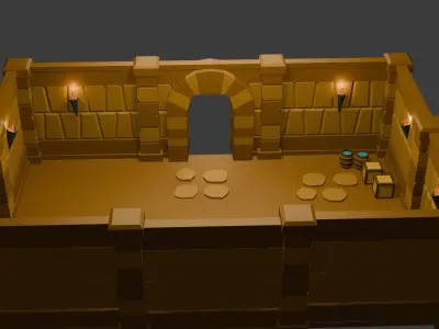 Modular Low Poly Medieval Hous Low-poly 3D model